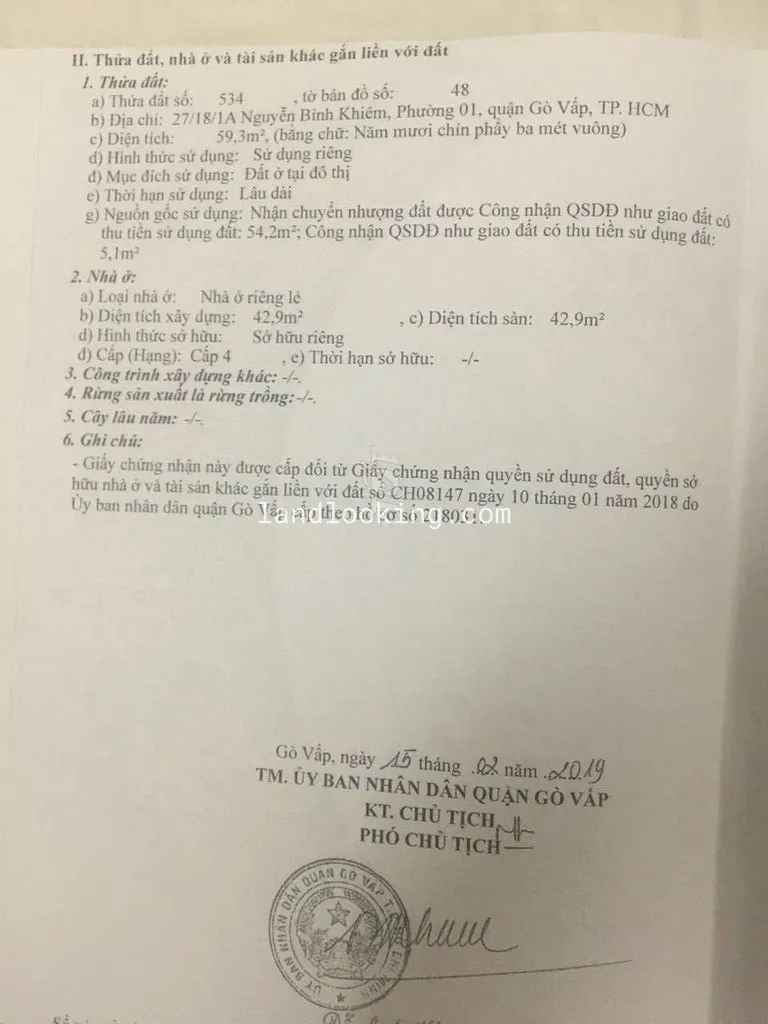 27/18/1A - Nguyễn Bỉnh Khiêm, Phường 01, Quận Gò Vấp - ảnh 0